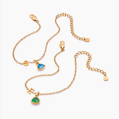 Birthstone Initial Charm Bracelet