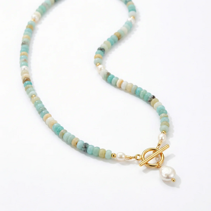 Turquoise Bead Pearl Necklace